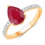 Bague de fiançailles en or jaune 14K avec rubis et diamants de 1,68 carat