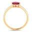 Bague de fiançailles en or jaune 14K avec rubis et diamants de 1,68 carat