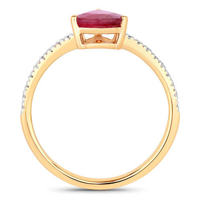 1.68 Carat Ruby and Diamond 14K Yellow Gold Engagement Ring
