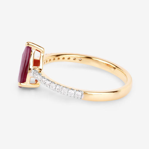 Bague de fiançailles en or jaune 14K avec rubis et diamants de 1,68 carat