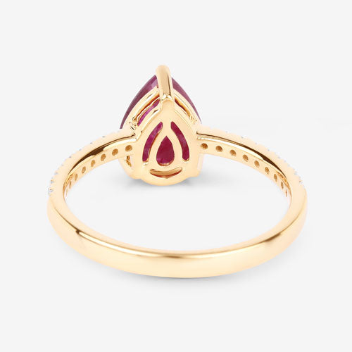 Bague de fiançailles en or jaune 14K avec rubis et diamants de 1,68 carat