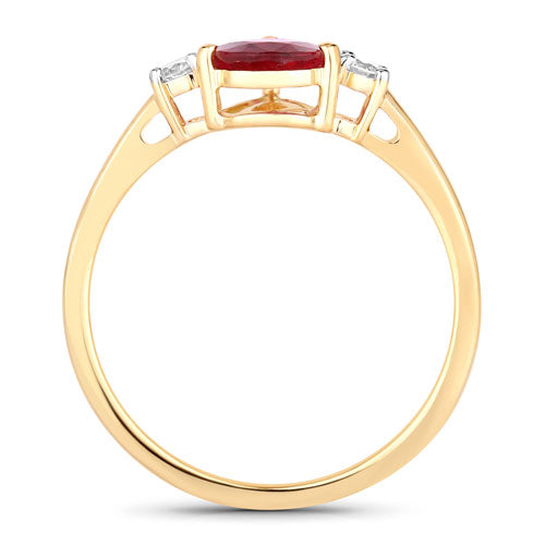 1.08 Carat Ruby and Diamond 14K Yellow Gold Engagement Ring