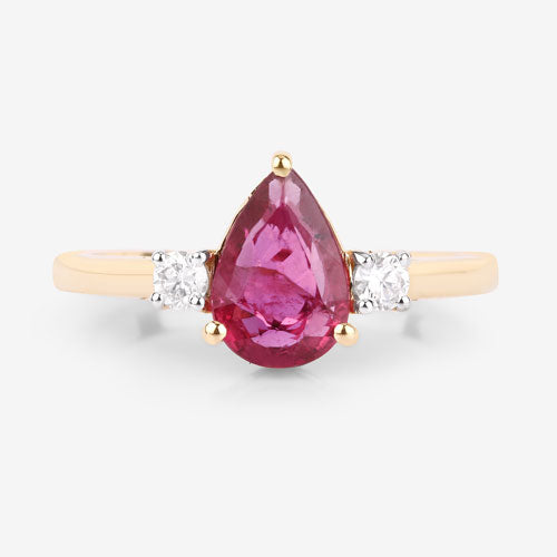 1.08 Carat Ruby and Diamond 14K Yellow Gold Engagement Ring