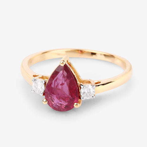 1.08 Carat Ruby and Diamond 14K Yellow Gold Engagement Ring