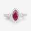Anillo de Compromiso de Rubí y Diamante de 0.96 Quilates en Oro Blanco de 14K