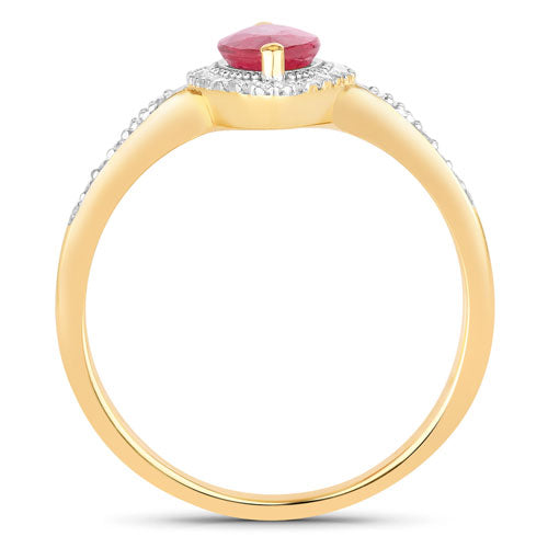 0.96 Carat Ruby and Diamond 14K Yellow Gold Engagement Ring