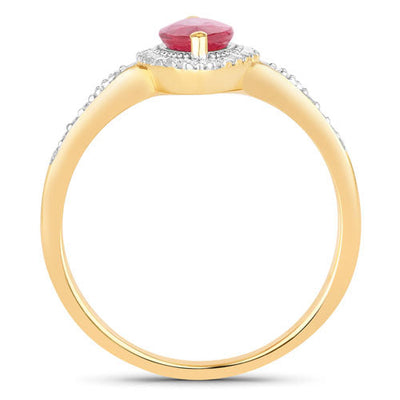 0.96 Carat Ruby and Diamond 14K Yellow Gold Engagement Ring
