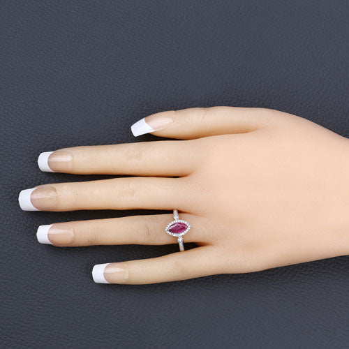 0.96 Carat Ruby and Diamond 14K Yellow Gold Engagement Ring