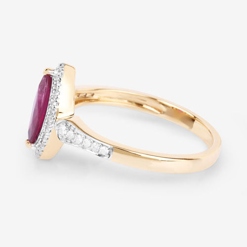 0.96 Carat Ruby and Diamond 14K Yellow Gold Engagement Ring