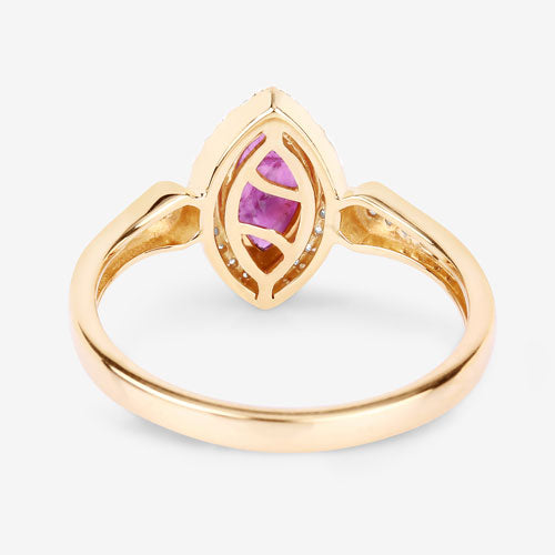 0.96 Carat Ruby and Diamond 14K Yellow Gold Engagement Ring