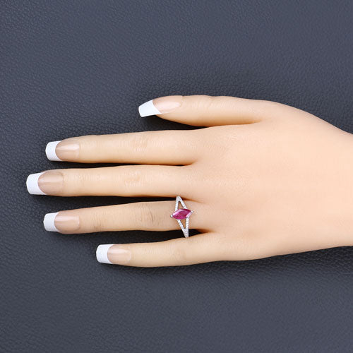 1.58 Carat Ruby and Diamond 14K White Gold Engagement Ring