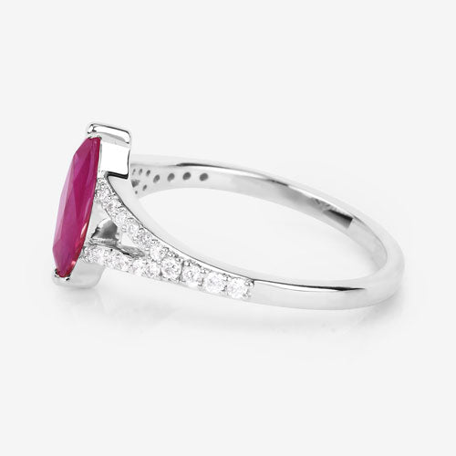 1.58 Carat Ruby and Diamond 14K White Gold Engagement Ring