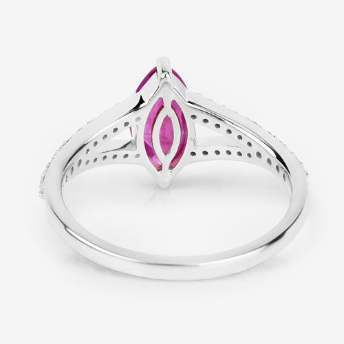 1.58 Carat Ruby and Diamond 14K White Gold Engagement Ring