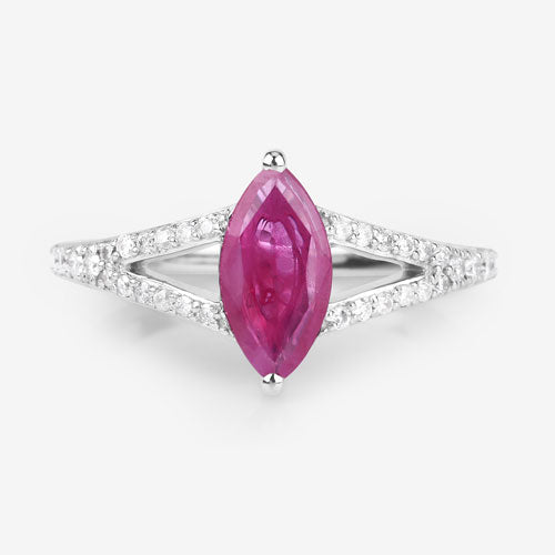 1.58 Carat Ruby and Diamond 14K White Gold Engagement Ring