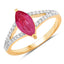 1.58 Carat Ruby and Diamond 14K Yellow Gold Engagement Ring