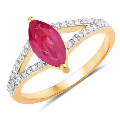 1.58 Carat Ruby and Diamond 14K Yellow Gold Engagement Ring