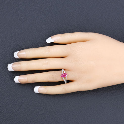 1.58 Carat Ruby and Diamond 14K Yellow Gold Engagement Ring