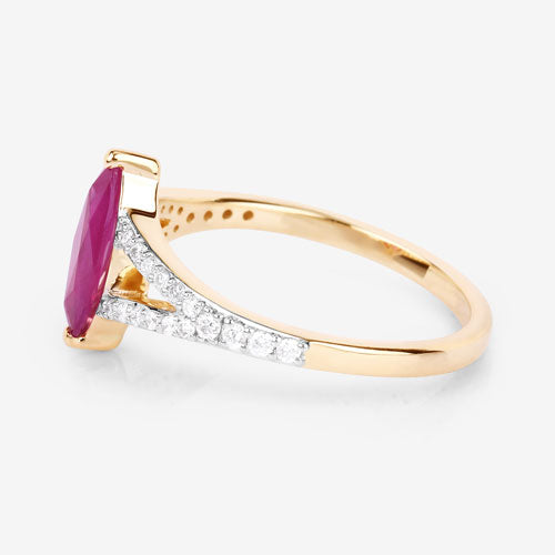 1.58 Carat Ruby and Diamond 14K Yellow Gold Engagement Ring