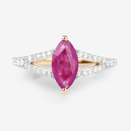 1.58 Carat Ruby and Diamond 14K Yellow Gold Engagement Ring