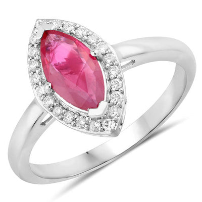 1.57 Carat Ruby and Diamond 14K White Gold Engagement Ring