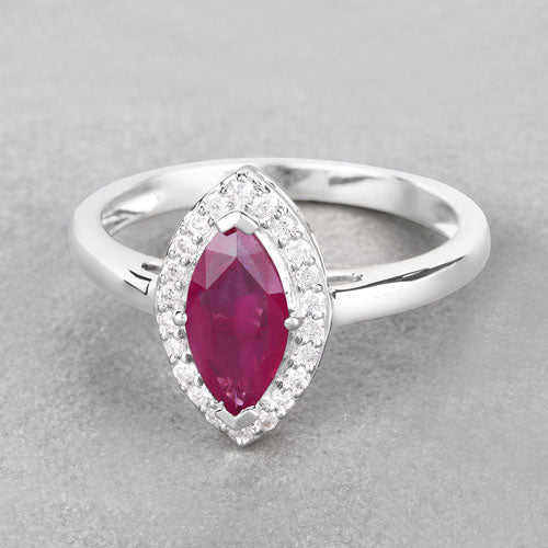 1.57 Carat Ruby and Diamond 14K White Gold Engagement Ring