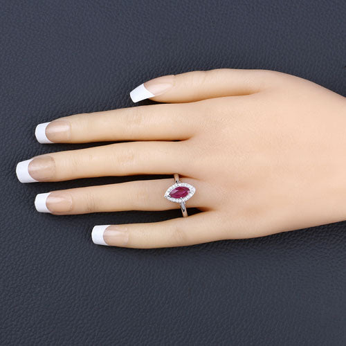 1.57 Carat Ruby and Diamond 14K White Gold Engagement Ring