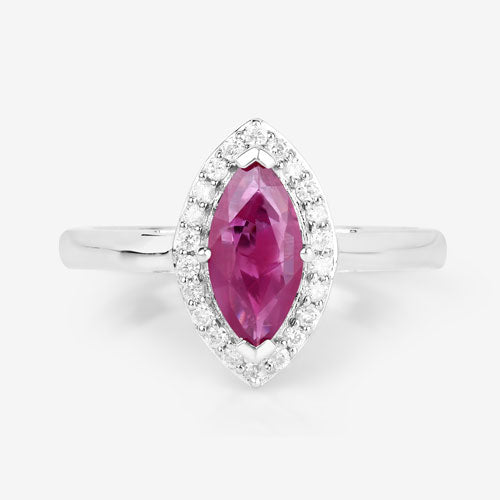 1.57 Carat Ruby and Diamond 14K White Gold Engagement Ring