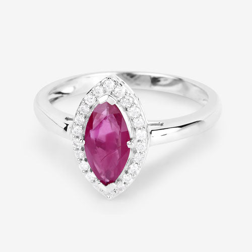 1.57 Carat Ruby and Diamond 14K White Gold Engagement Ring