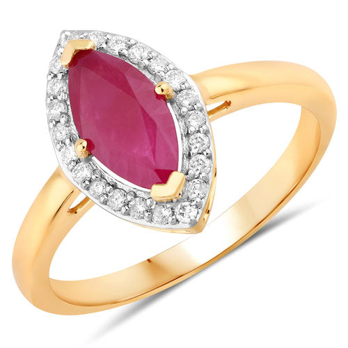 Anillo de Compromiso de Rubí y Diamante de 1.57 Quilates en Oro Amarillo de 14K