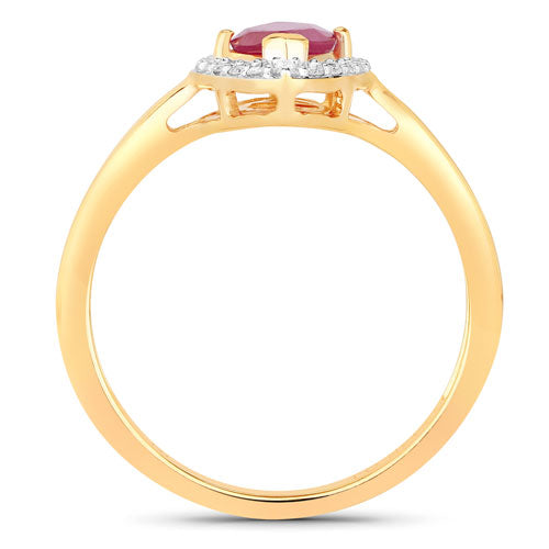 Anillo de Compromiso de Rubí y Diamante de 1.57 Quilates en Oro Amarillo de 14K