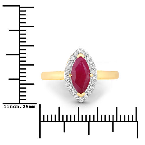 Anillo de Compromiso de Rubí y Diamante de 1.57 Quilates en Oro Amarillo de 14K