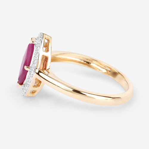 Anillo de Compromiso de Rubí y Diamante de 1.57 Quilates en Oro Amarillo de 14K