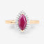 Anillo de Compromiso de Rubí y Diamante de 1.57 Quilates en Oro Amarillo de 14K