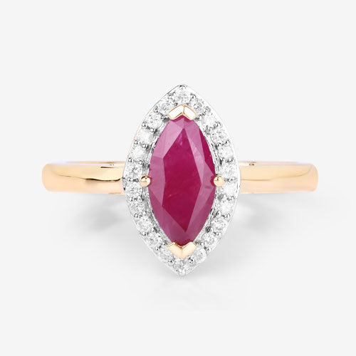 Anillo de Compromiso de Rubí y Diamante de 1.57 Quilates en Oro Amarillo de 14K