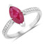 Anillo de Compromiso de Rubí y Diamante de 1.51 Quilates en Oro Blanco de 14K