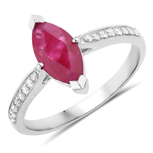 Anillo de Compromiso de Rubí y Diamante de 1.51 Quilates en Oro Blanco de 14K