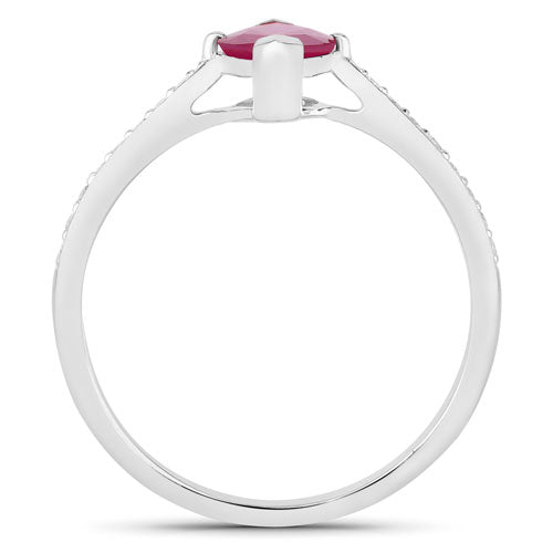 Anillo de Compromiso de Rubí y Diamante de 1.51 Quilates en Oro Blanco de 14K