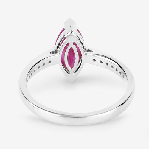 Anillo de Compromiso de Rubí y Diamante de 1.51 Quilates en Oro Blanco de 14K