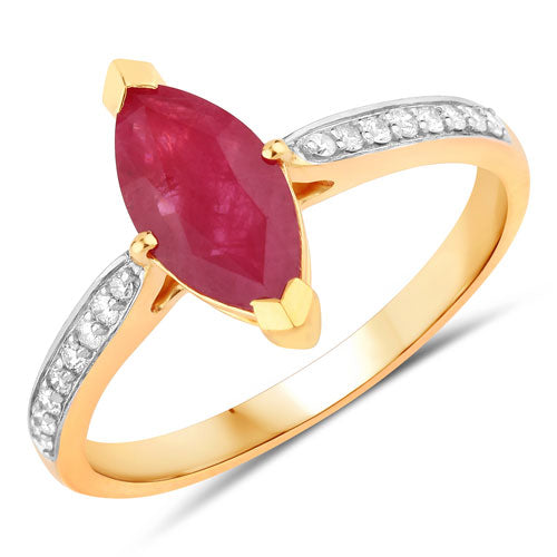1.51 Carat Ruby and Diamond 14K Yellow Gold Engagement Ring