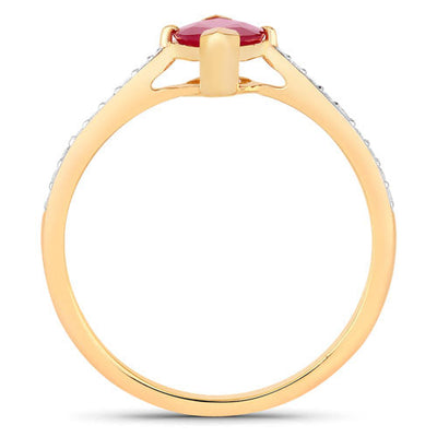 Bague de fiançailles en or jaune 14K avec rubis et diamants de 1,51 carat