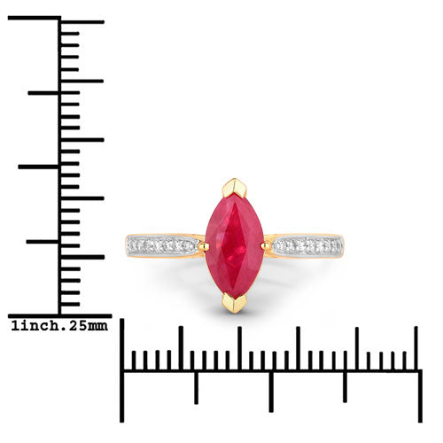 1.51 Carat Ruby and Diamond 14K Yellow Gold Engagement Ring