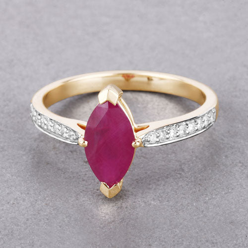 1.51 Carat Ruby and Diamond 14K Yellow Gold Engagement Ring