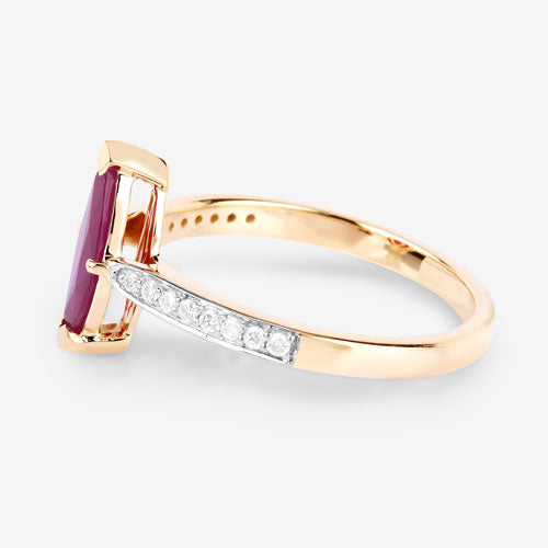 1.51 Carat Ruby and Diamond 14K Yellow Gold Engagement Ring