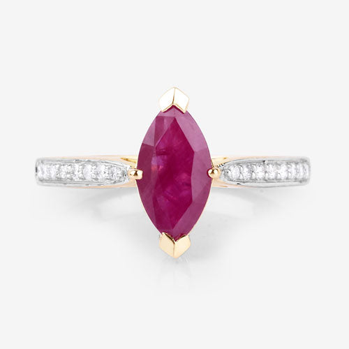 1.51 Carat Ruby and Diamond 14K Yellow Gold Engagement Ring