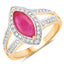1.06 Carat Ruby and Diamond Halo Ring in 14K Yellow Gold