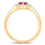 1.06 Carat Ruby and Diamond Halo Ring in 14K Yellow Gold