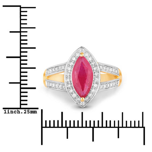 1.06 Carat Ruby and Diamond Halo Ring in 14K Yellow Gold