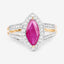 1.06 Carat Ruby and Diamond Halo Ring in 14K Yellow Gold