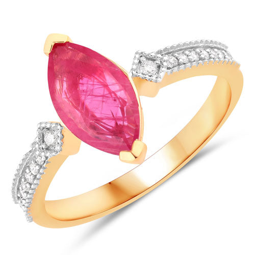 1.01 Carat Ruby and Diamond 14K Yellow Gold Engagement Ring