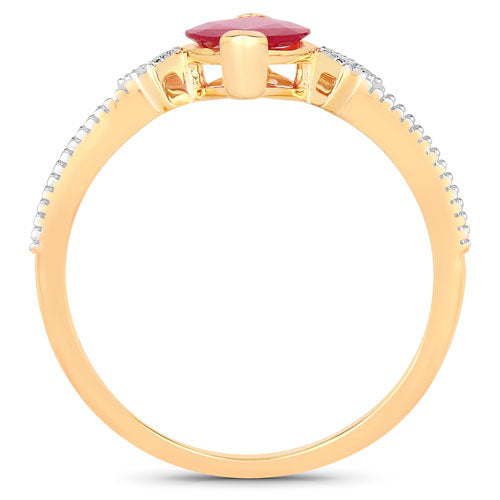 1.01 Carat Ruby and Diamond 14K Yellow Gold Engagement Ring